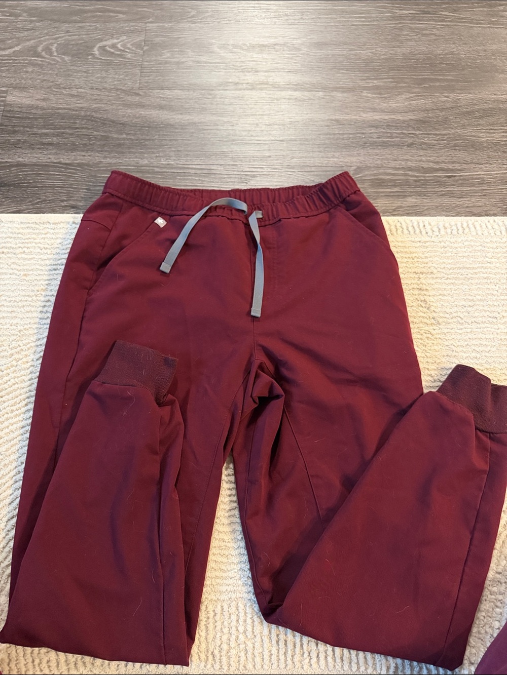Figs Men's Burgundy Joggers with Gray Drawstring